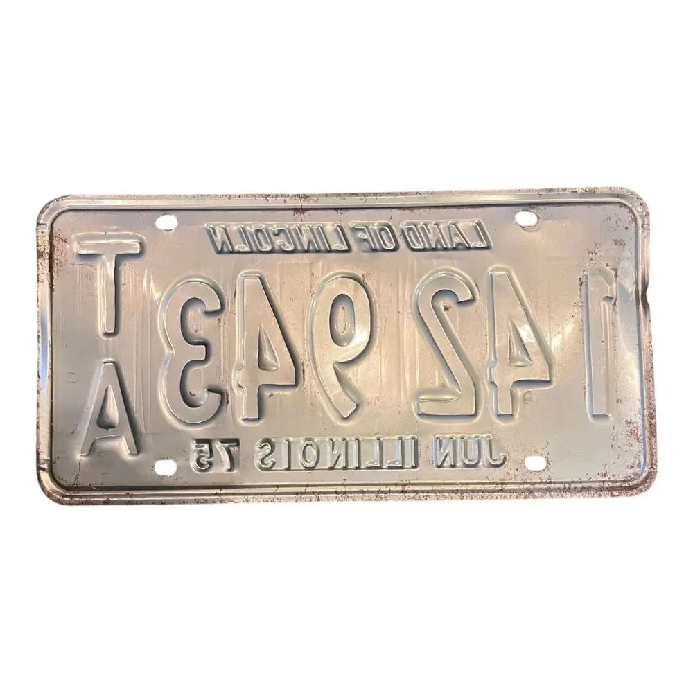 Vtg Orange Illinois 1975 Trailer License‎ Plate 142 943 TA Man Cave Garage Wall